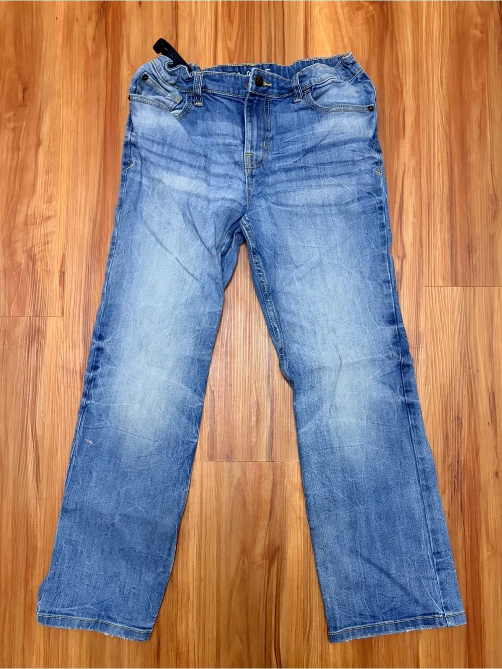 Boys Blue Washed Straight-Leg Jeans